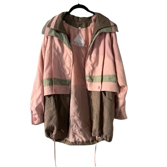 Vintage 80s Apropos Light Pink & Brown Jacket (Approx. size L) - Picture 1 of 10